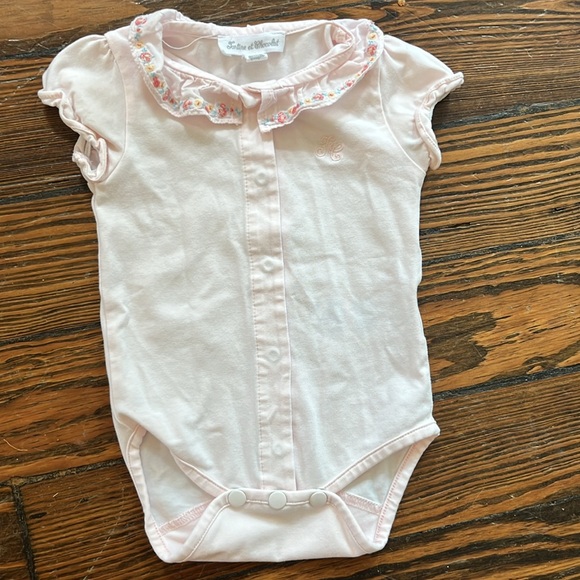 Light pink Floral Ruffle Collar Bodysuit - tartine et chocolat - Picture 2 of 4